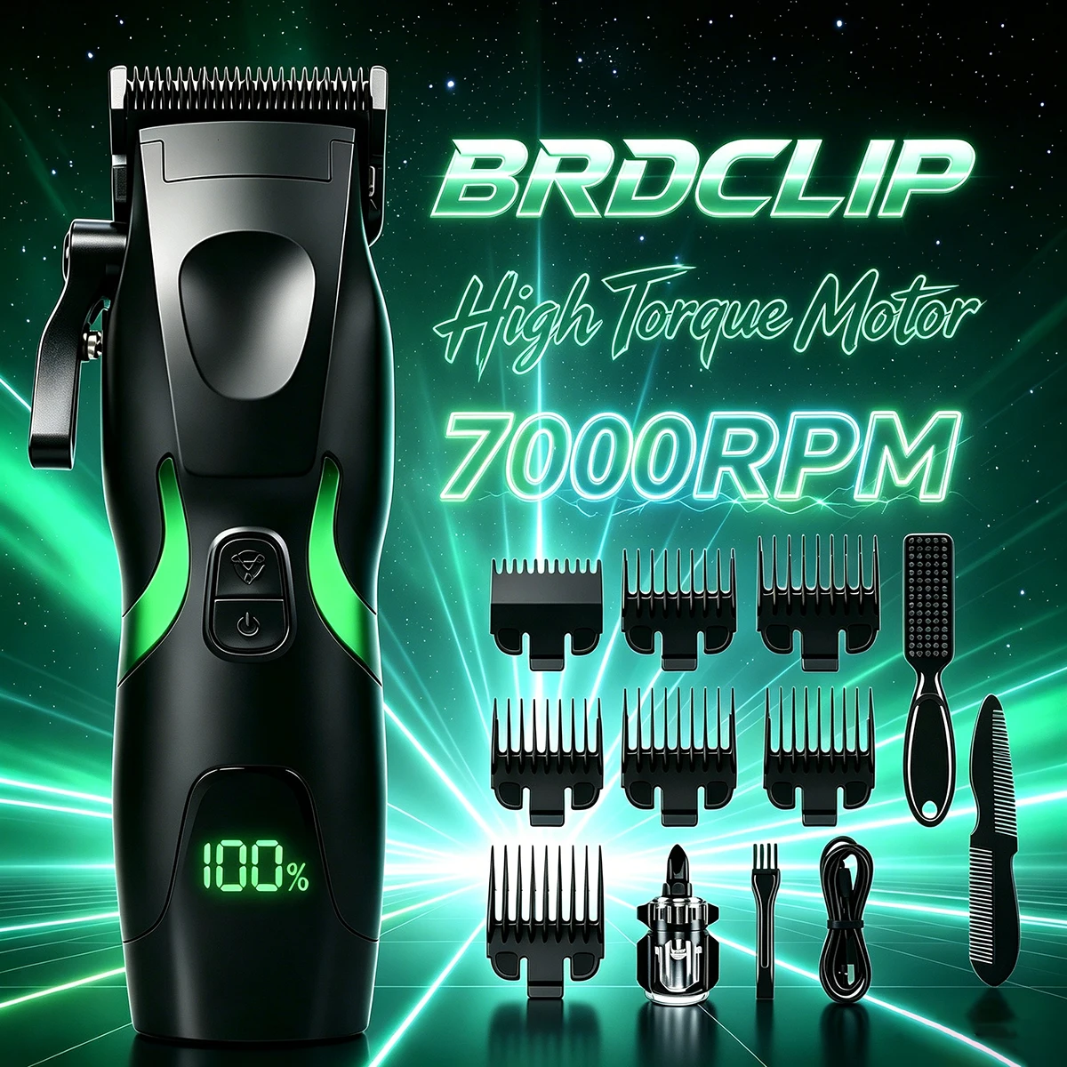 BRDCLIP BL-18 Hochleistungs-Elektro-Haarschneidemaschine 6500-7000 U/min Geräuscharmer Haarschneider mit Keramikklinge für Friseursalons und Herren-Ölkopfschnitte – Detail 1