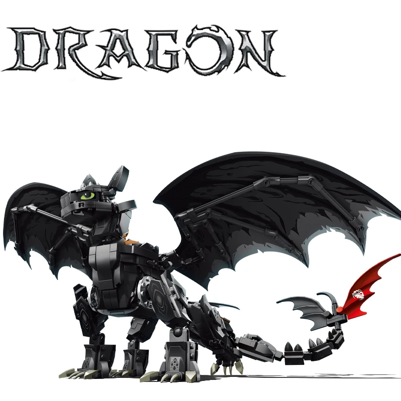 

Hot Movie MOC Toothless Dragon Night Furied Dragon Model Building Blocks Night Demon Dragon Creative Brick Ninja Hell Dragon Toy
