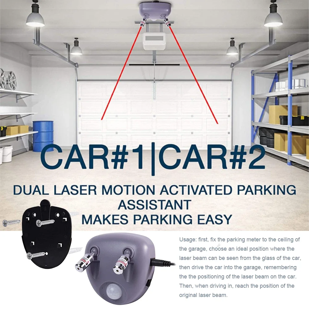 Car Laser Garage Parking Sensor 110-220V Laser Parking Assistant Infrared Sensor Dual End Assist Aid Guide Stop Light System