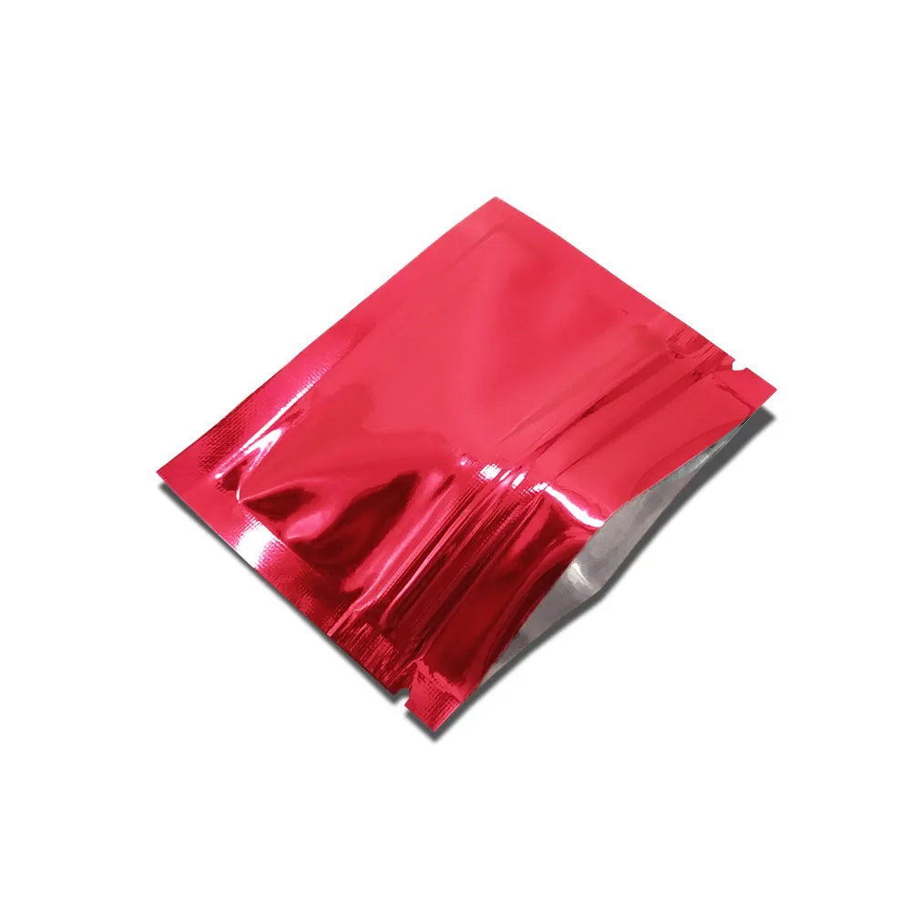 

200pcs/lot Red Resealable Glossy Mylar Foil Zip Lock Package Bags for Small Food Bean Tea Sample Storage Aluminum Bags