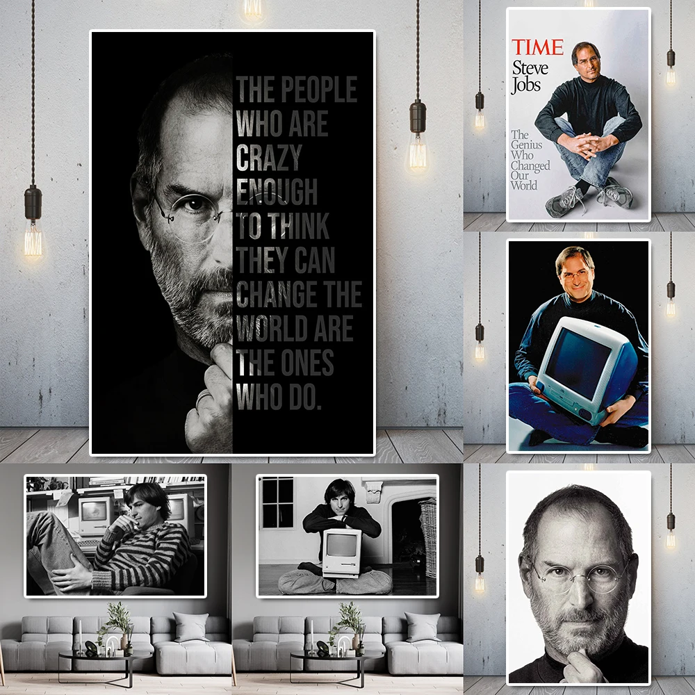 Famous Entrepreneur Steve Jobs Portrait Poster Office Motivational Quote Canvas Painting Inspirational Wall Art Room Home Decor