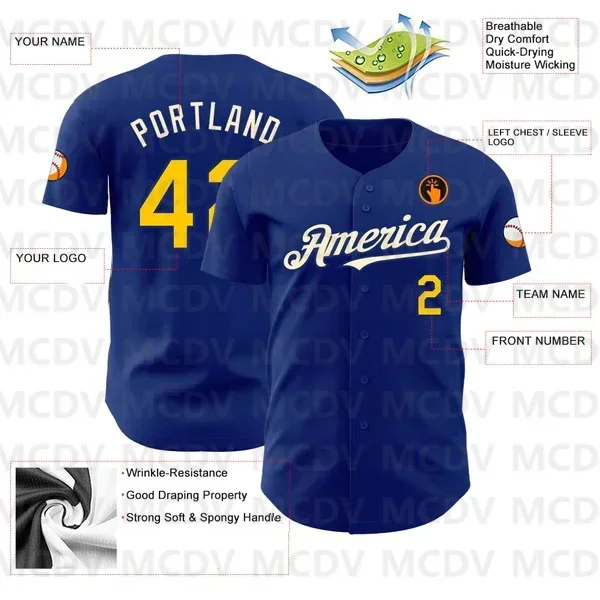 Custom Royal Yellow-Or Authentic Baseball Jersey