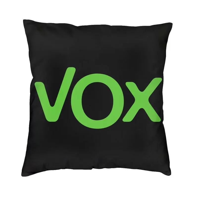 Funda de almohada cuadrada con logotipo de Vox España, decoración del hogar, fiesta política española Funda de cojín con estampado de doble cara para coche