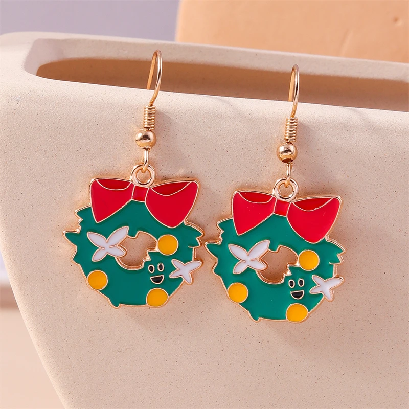 Mode handgemachte gestrickte Weihnachtsmütze Tropfen Ohrringe für Frauen Mädchen Neujahr Party Urlaub Schmuck Dekoration – Detail 4
