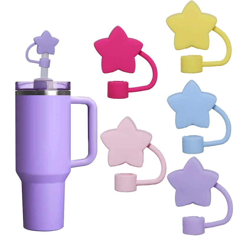 Silicone Straw Tips Protectors 10mm Star Straw Toppers Drinking Caps Straws Stopper for Stanley 30/40oz Tumbler Accessories