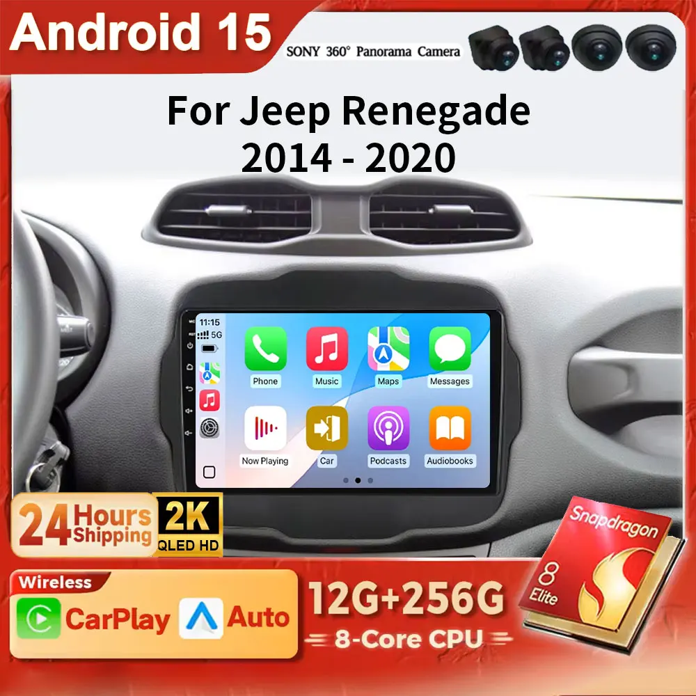 

Android 15 Car Radio For Jeep Renegade 2014 - 2020 wireless CarPlay Auto car intelligent systems No 2 din 2din DVD 4G WIFI BT