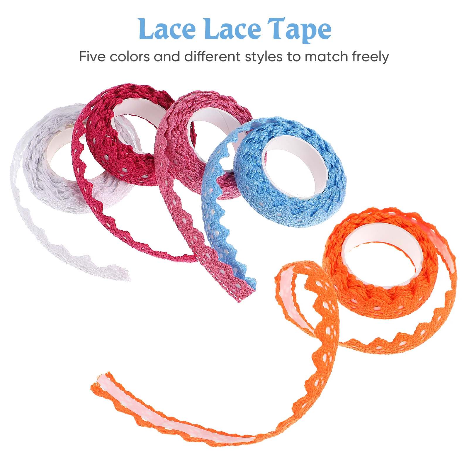 

5 Pcs Hollow Lace Tape Sticky Craft Adhesive Scrapbooking Decorative Ribbon Masking Tape Planner Phone Card Gift Wrapping Layout