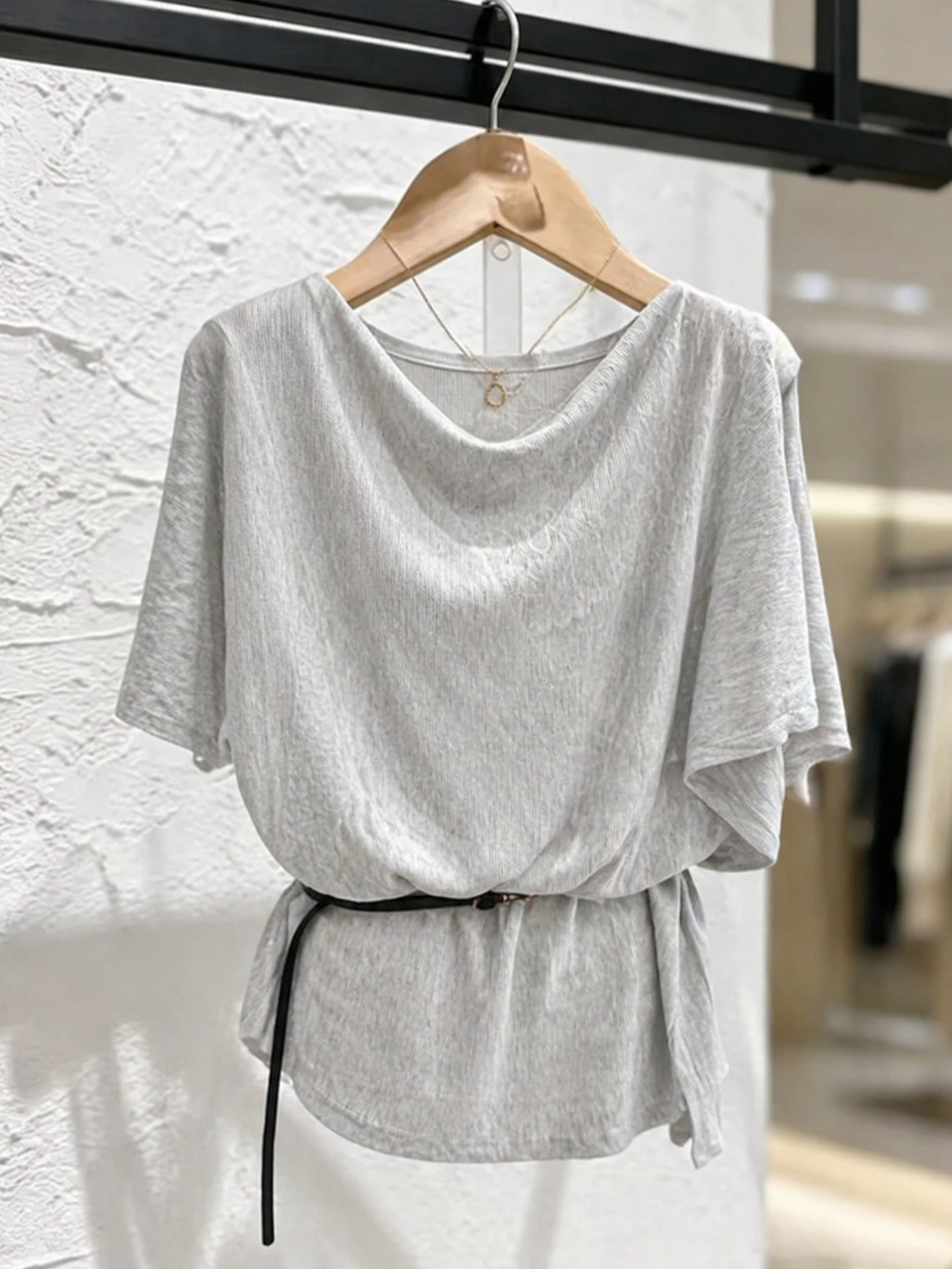 

Korean Style Simple Short Sleeve T-Shirt Women's Loose Pure Color Overhead Top Commute Fashion Summer Casual Versatile Shirt