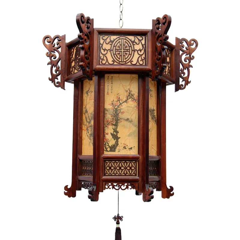 

Chinese-style antique solid wood palace lantern villa door, Chinese style balcony, Spring Festival festival lantern chandelier