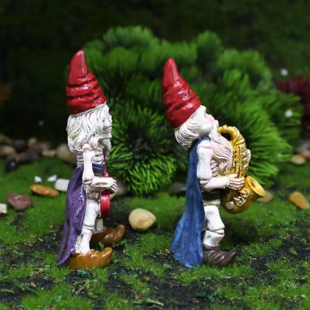 Skeleton Dwarf Band Figurines Halloween Garden Decor Halloween Skeleton Gnome Musician Figurine Hand-painted Resin Statue
