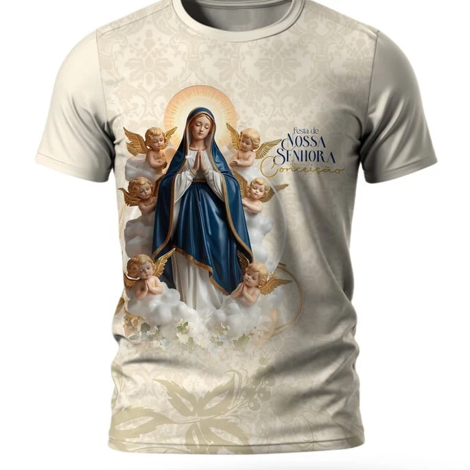 Virgin Mary T-Shirts Our Lady of Guadalupe 3D Print Men Women Tees Short Sleeve Round Neck T Shirt Harajuku Y2K Top Men Clothing