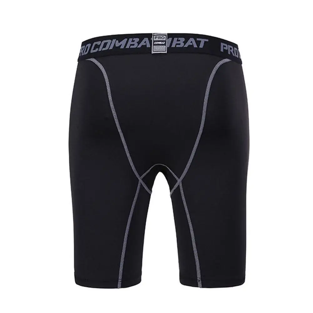 Male Fitness Quick-Drying Tight Shorts Elastic Compression Leggings Training Pants Men Running Shorts Black Gray Plus Size 3XL