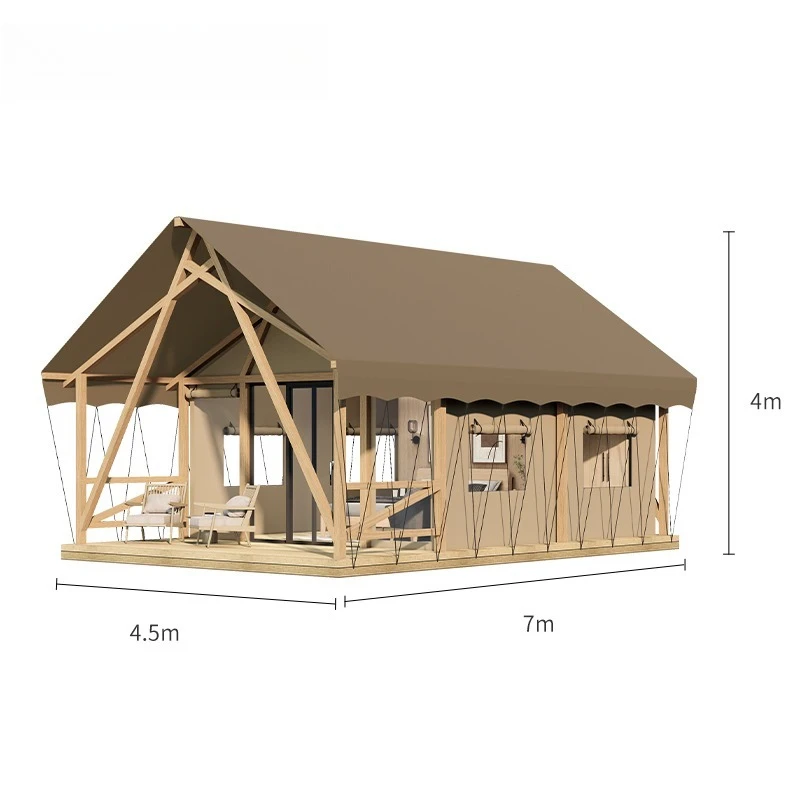 Popular Glamping Fireproof and Waterproof PVC Sunroon Safari Tent