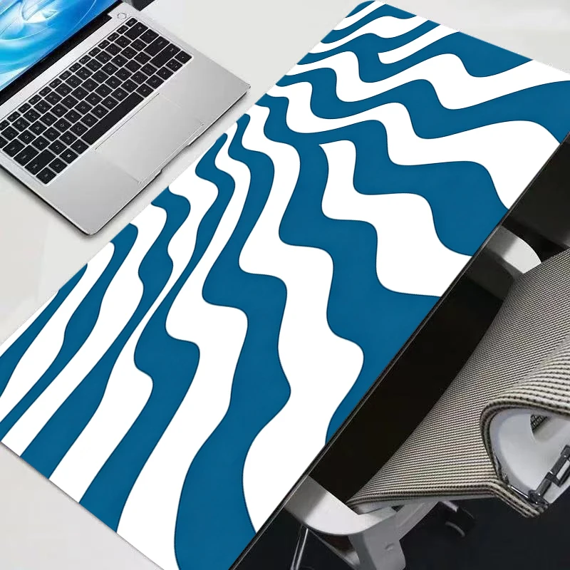 Mouse Pad Blue Healing Waves Anime Gaming Accessories Mousepad Gamer PC Completo Computer Keyboard Desk Mat Varmilo Table
