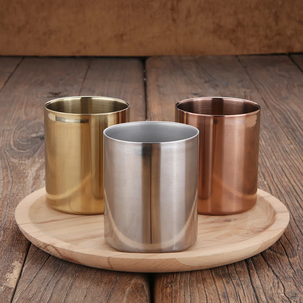 

Stainless Steel Cup Multipurpose Smooth Surface Stable Pen Holder Holder Gold 400ml Eco Friendly Reusable