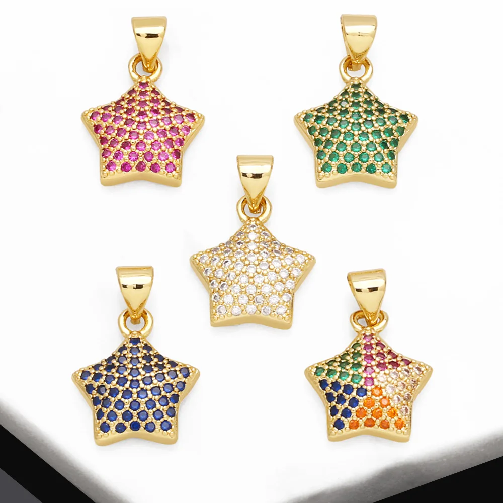 OCESRIO Multicolor Mini Crystal Star Charms for Bracelet Earring Copper Gold Plated DIY Jewelry Making Supplies chma241