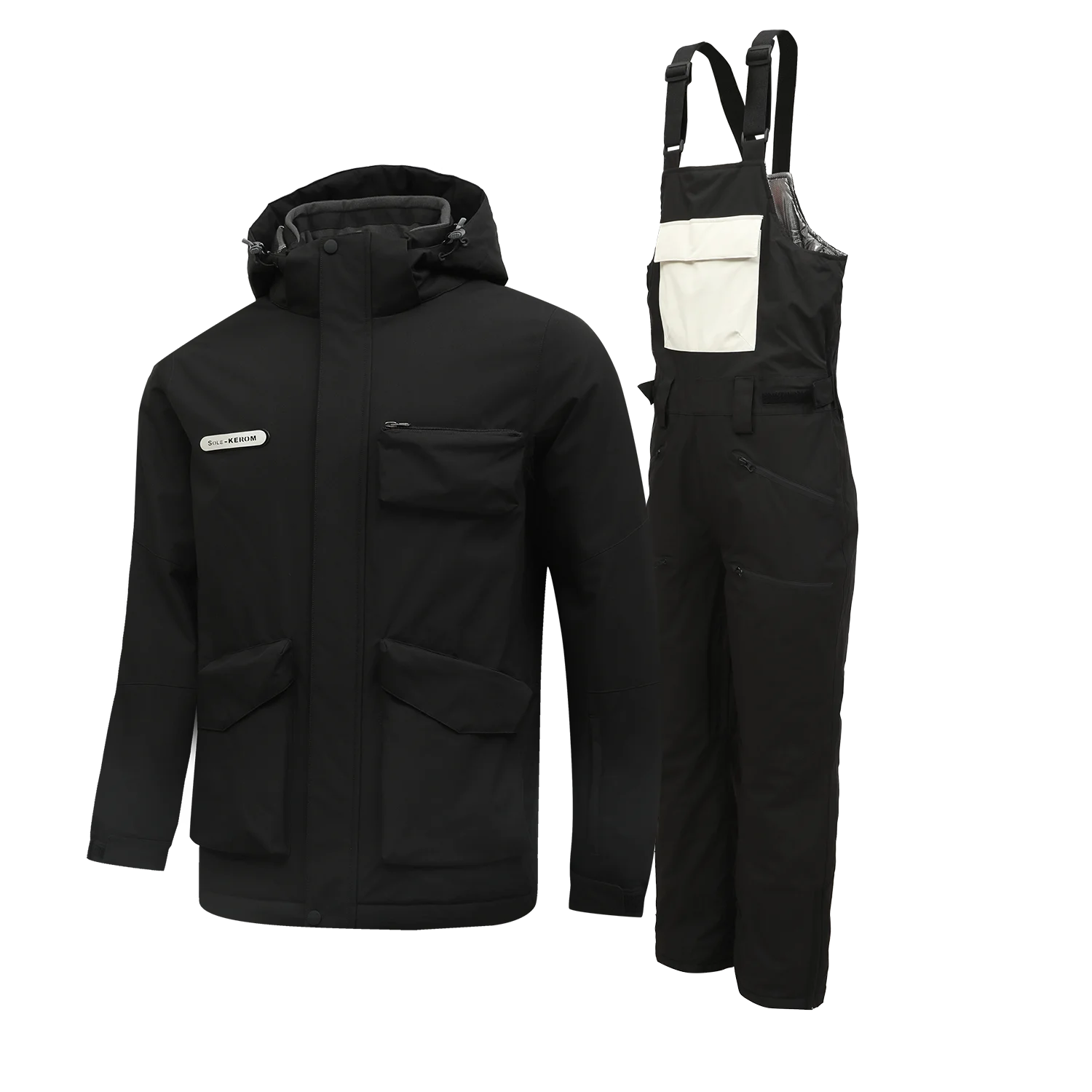 سترة وسراويل تزلج شتوية للرجال - مقاومة للرياح، دفء سميك للتزلج على الجليد والرياضات الخارجية، بغطاء للرأس مع جيوب #5