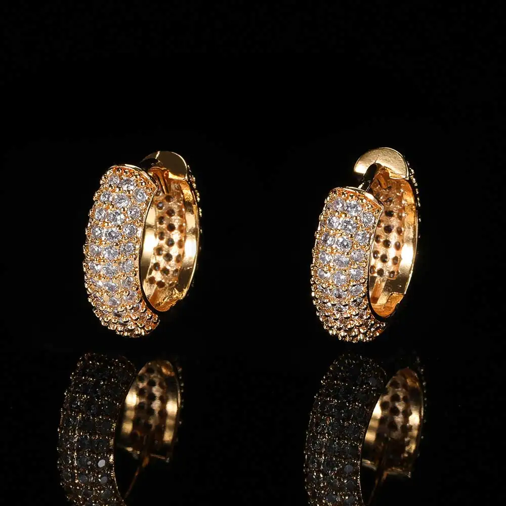 

Dropshipping Luxury Hip Hop Iced Out Cubic Zirconia Cz Studs Hoop Earrings For Women Christmas Gift Jewelry