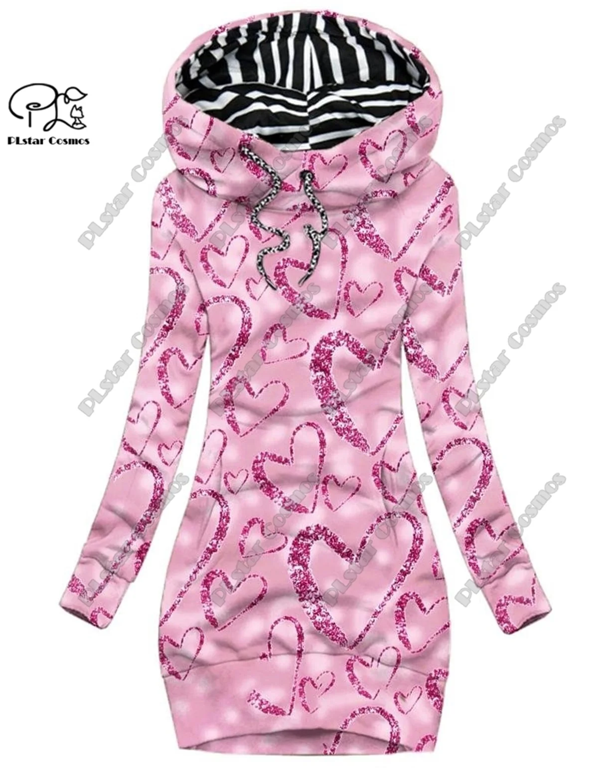 PLstar Cosmos 3D printed women's long sweatshirt dress floral butterfly snowflake pattern casual slimming series  X5