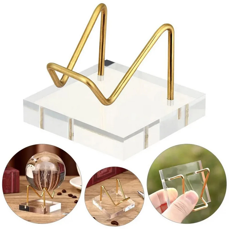 1Pcs Acrylic Base Metal Mineral Display Stand Crystal Ball Jewelry Stand Stone Shelf Display Base