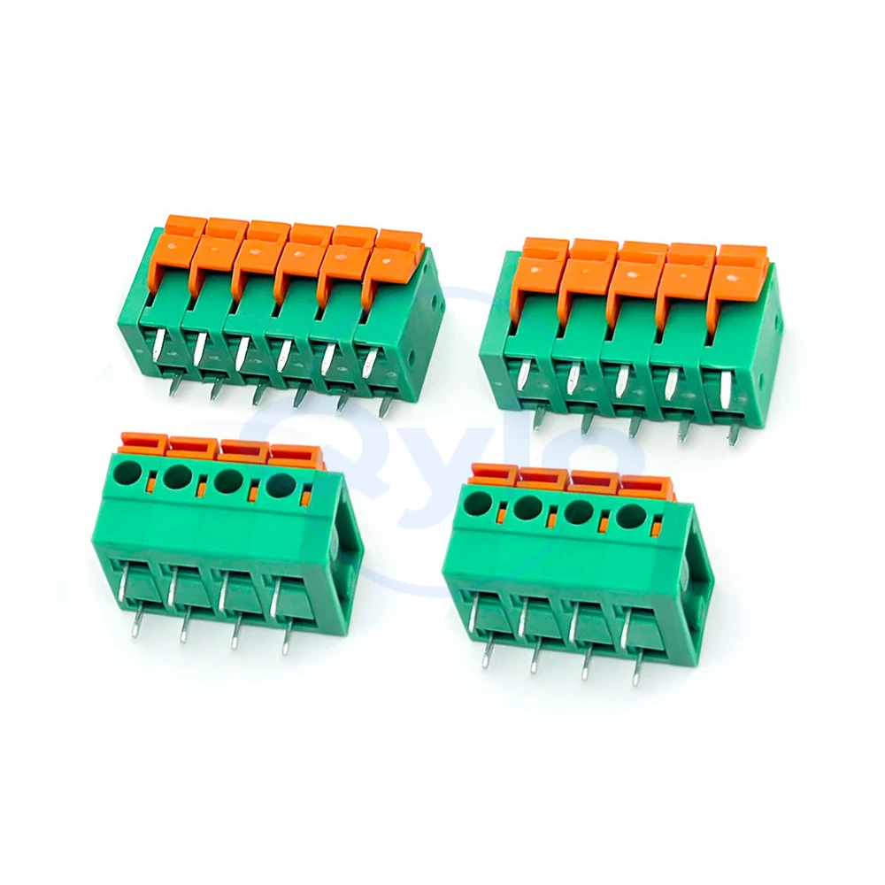 (1 pcs) KF 142V 142R - 5.08mm spring-loaded screwless terminal blocks 2P-8P dual-row straight/angled pins KF142V KF142R - 5.08