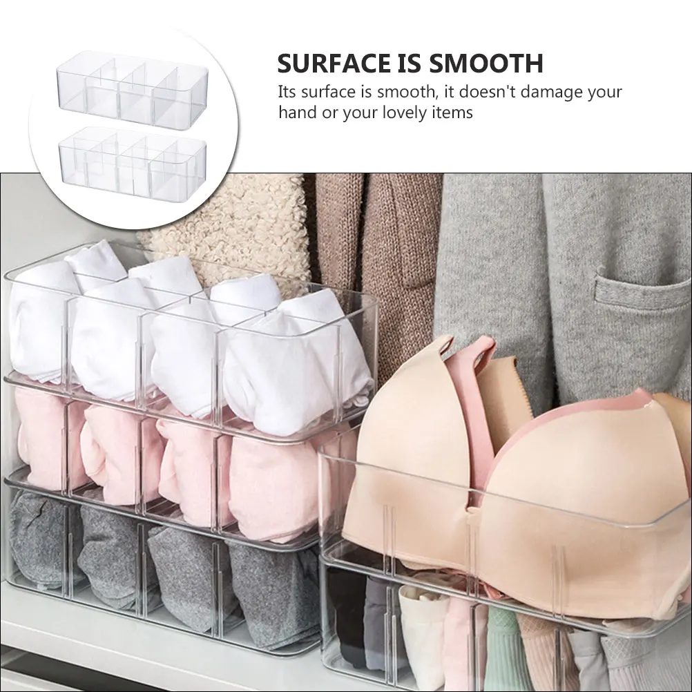 

2pcs Underwear Storage Box Organizer Drawer Transparent Sundries Container For Closet Bra Socks Basket Holder Space Saving