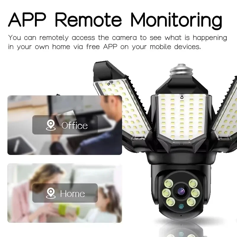 2K 3MP E27 Bulb WiFi Camera Indoor LED Floodlight 16000LM Human Detection Wireless Surveillance Bulb Security Cam V380 Pro
