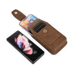 Leather Belt Clip Case Waist Bag For Samsung Galaxy Z Fold 7 6 5 4 3 5G,Honor Magic V5 V3 Vs3,Phantom V,Vivo X 2 Holster Pouch