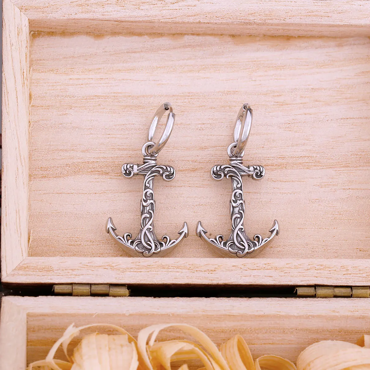 Stainless Steel Vintage Viking Anchor Drop Earrings Hip-hop Punk Rock Biker Boys Fashion Charm Earrings Jewelry Gift Accessories view 3