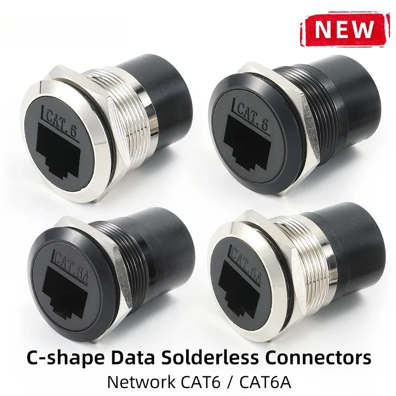 

Круглый разъем сетевого кабеля CAT6A CAT6 RJ45, металлический адаптер сигнала передачи данных, компьютерный модуль передачи данных, размер установки: 22 метра