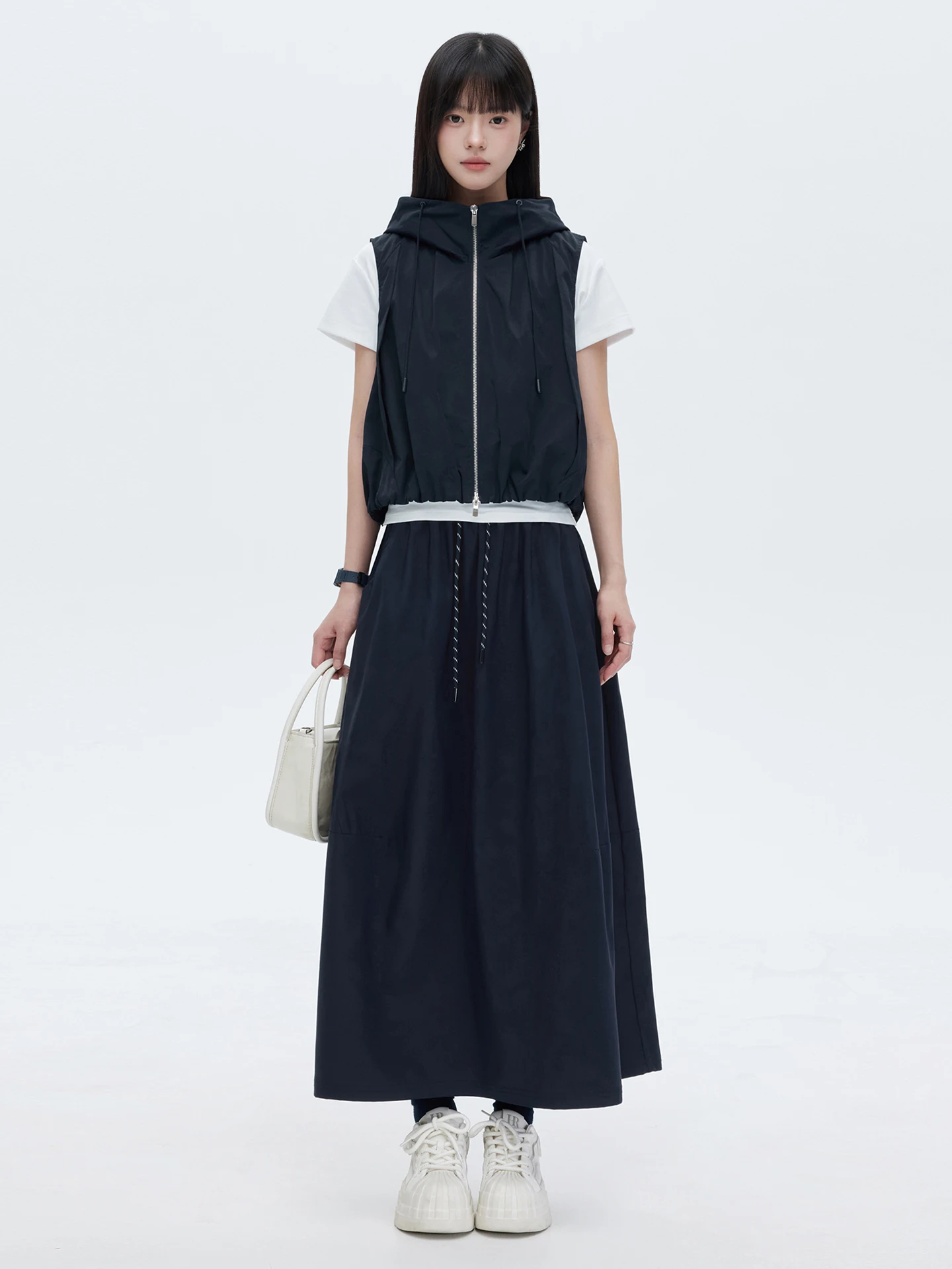 

Юбка миди с высокой талией, эластичным поясом и сборками, королевский синий цвет, из смесовой ткани (ликра, вискоза, хлопок), повседневная женская юбка