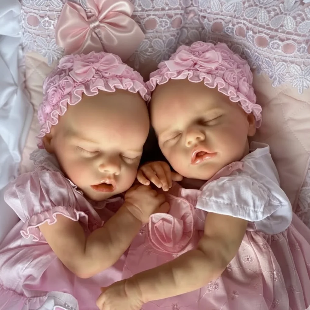 1 Stück/2 Stile, offener Mund und waschbar, 42–45 cm, Twins Bebe Reborn de Silicona Mädchenpuppe mit bemalter Haut, weiche Neugeborene Mädchenpuppe