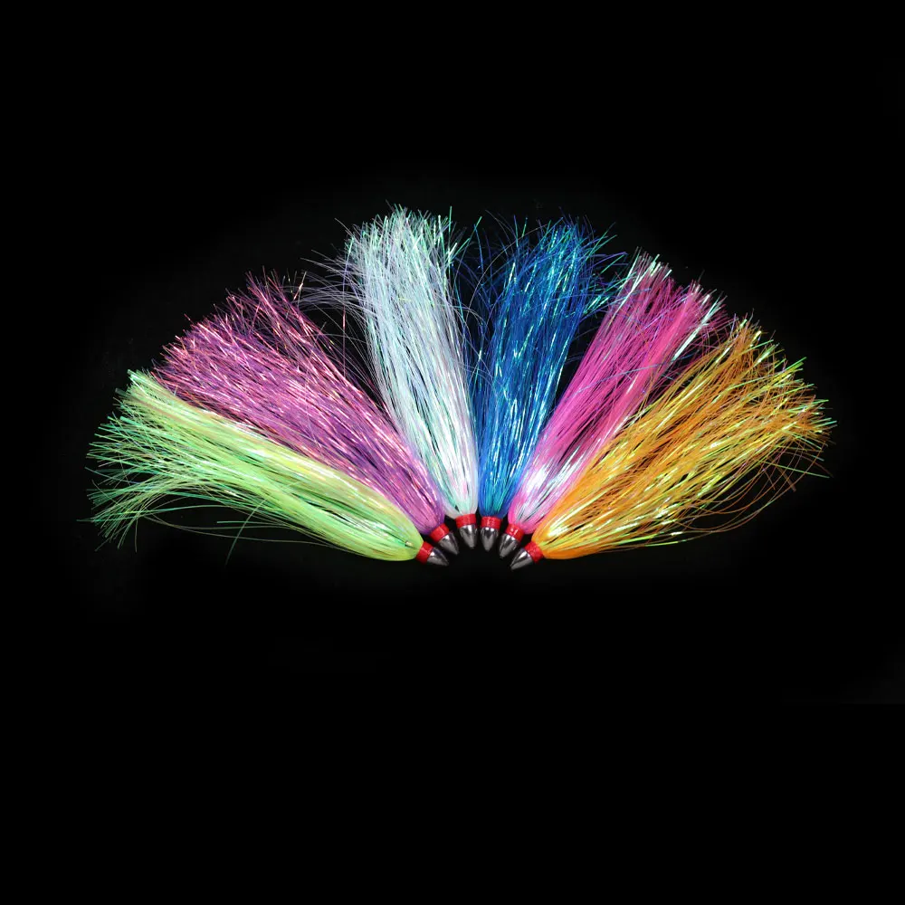 1-6 Stück 13cm/5,12 Zoll Sea Witch Copper Head Mylar Flash Teaser Tail Trolling-Köder DIY für Thunfisch, Schnapper, Salzwasser, Ballyhoo, Bass, Tintenfisch, Jigs – Detail 10