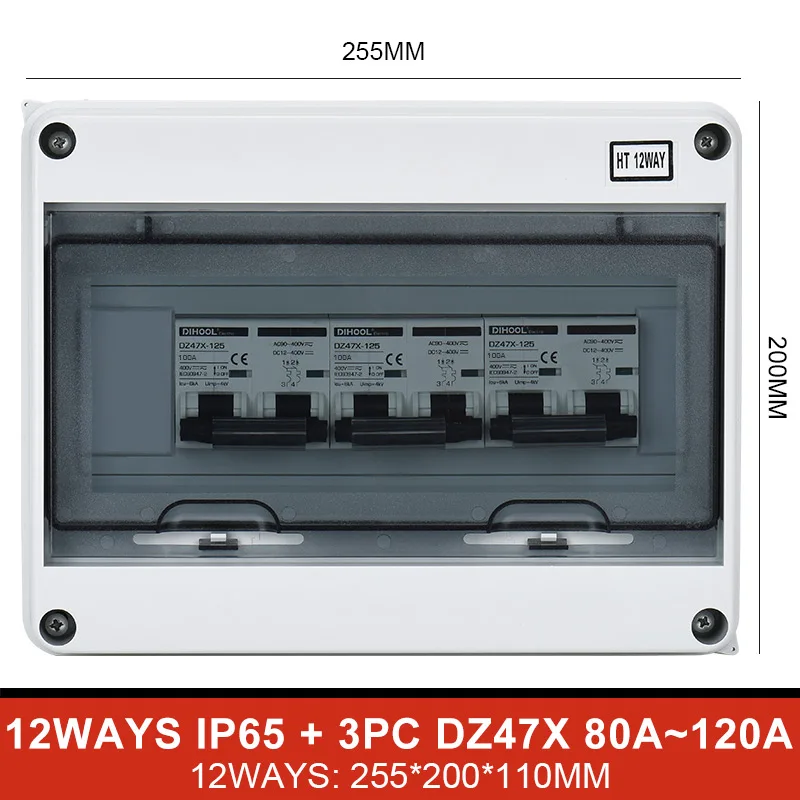 Imagem -03 - Combinação Impermeável Dc12400v Ac90-400v do Disjuntor da C.a. Mais dc da Caixa de Junção Ip65 para o Sistema Fotovoltaico e Doméstico da Bateria