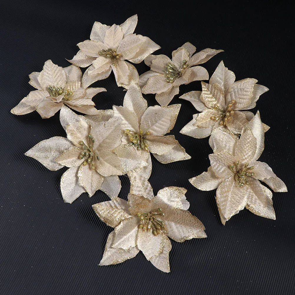 15 قطعة عيد الميلاد تخطيط زهرة البلاستيك خفيفة الوزن براعة شجرة عيد الميلاد الديكور الدعائم زهرة ديكور