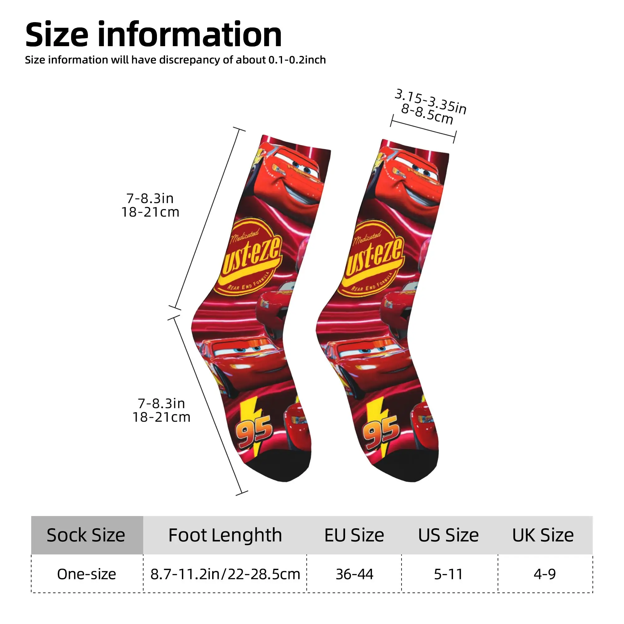 Cars Lightning McQueen Collection Stockings  Vintage Socks Men Comfortable Socks Autumn Running Design Non-Slip Socks Gift