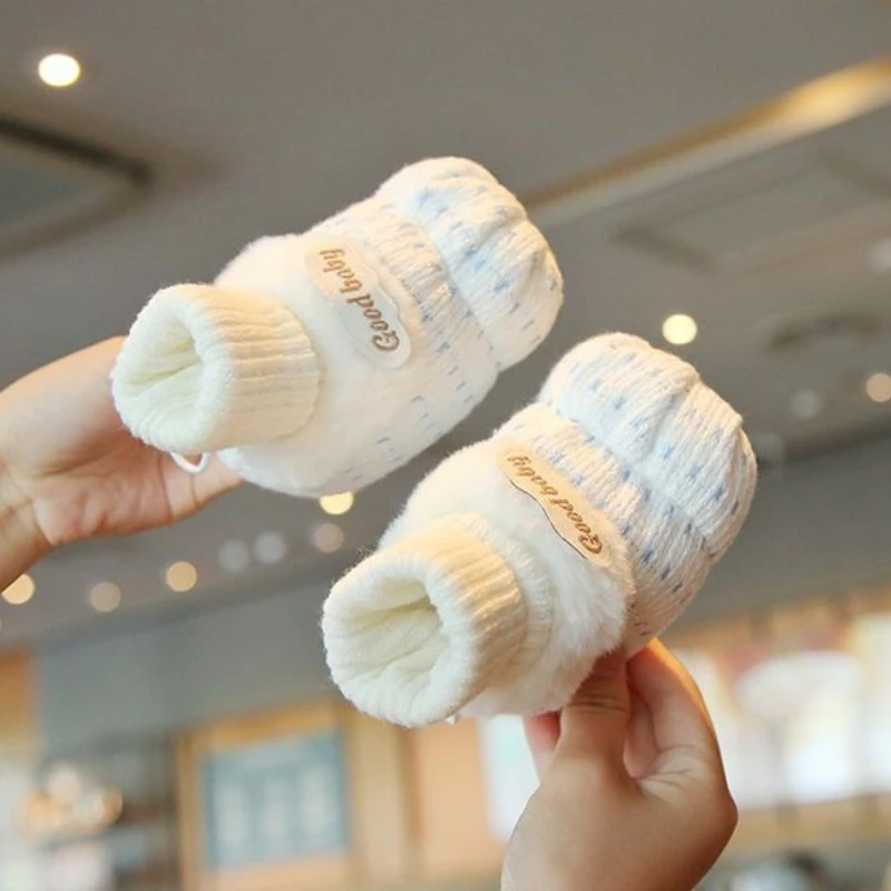 

Детская хлопковая обувь для мальчиков и девочек 0-1 года, ботинки для ходунков на флисовой подкладке с мягкой подошвой, зимняя обучающая обувь с противоскользящим покрытием