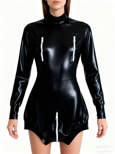 Lateksowy kombinezon gumowy Catsuit Anzug Zentai Kostium Cosplay Halloweenowy z zamkiem błyskawicznym na klatce piersiowej