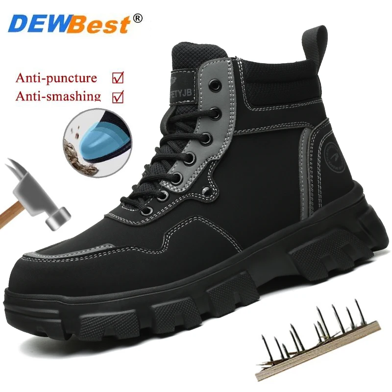 Fashion men's wholesale anti-smash anti-puncture wear-resistant safety boots steel head long standing not tired site work boots