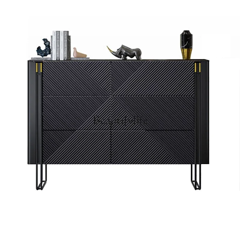 01Italian light luxury six-chest cabinet minimalist rock slab storage six pumping storage cabinet