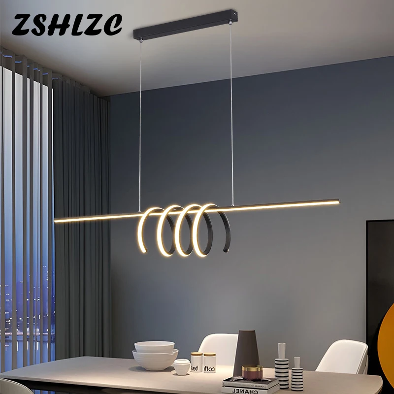 

Modern LED Pendant Lamps For Dining Room Kitchen Living Room Bedroom Ceiling Chandeliers Minimalist Art Line Bar Pendant Lights