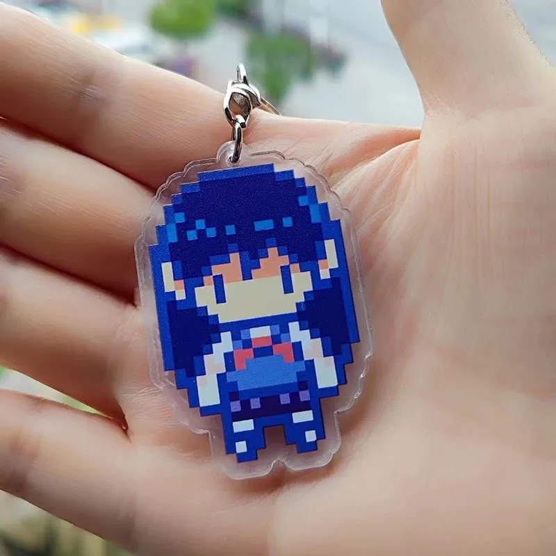 Donna uomo Omori Pixel portachiavi Cartoon Figures Basil Kel Sunny Pendant Chaveio Doube Side portachiavi gioielli per studenti premio