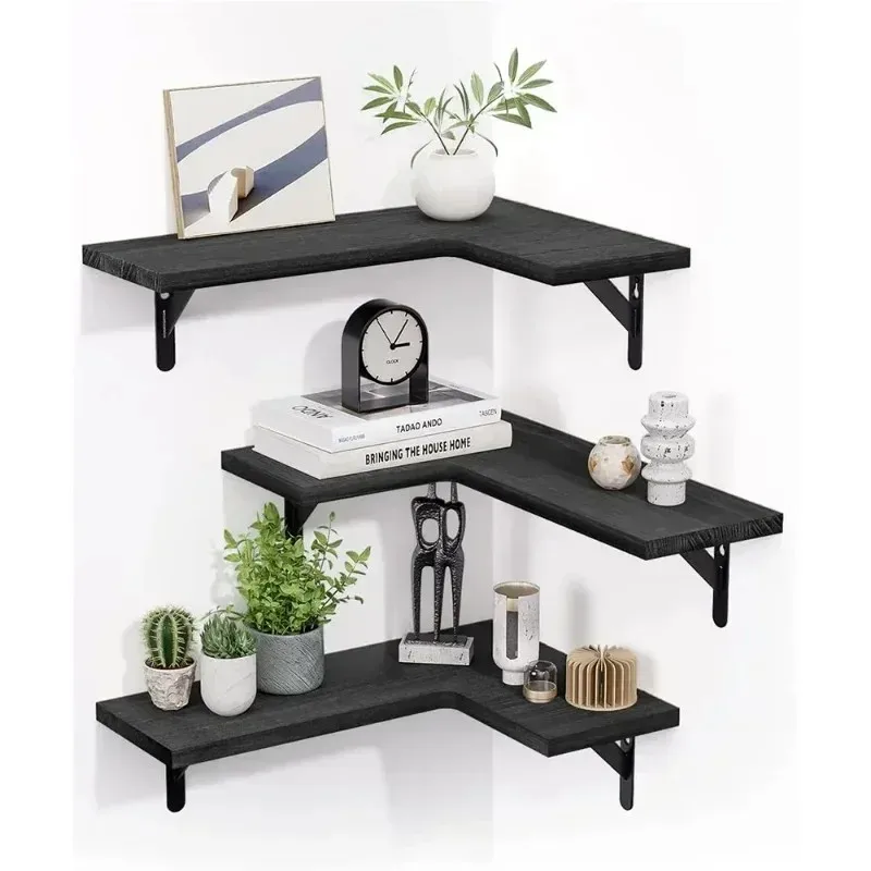 1Set of  Wood Corner Shelves Wall Mounted for Bedroom Bathroom Living Room Kitchen Laundry Room Latest Models Organizational She