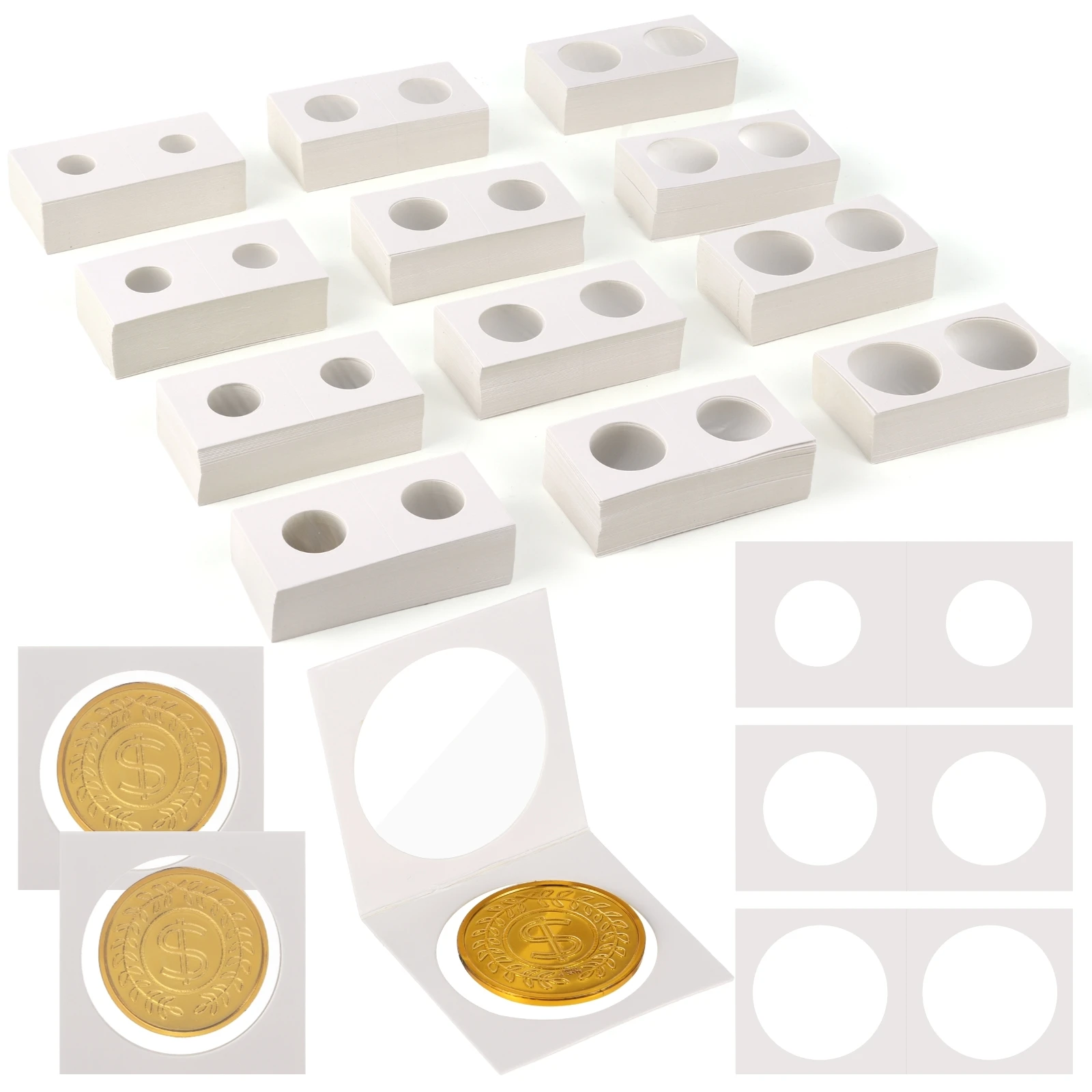 600Pcs Cardboard Coin Clips 12 Sizes Paper Coin Holder 2