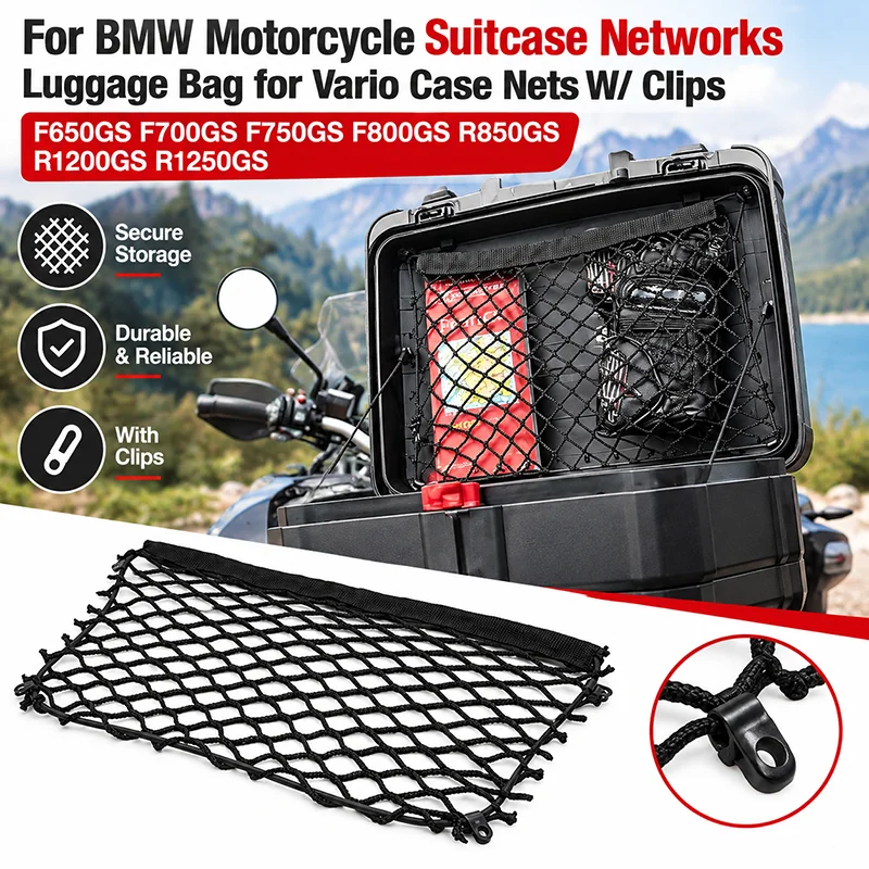 Rete per valigie da moto, borsa per bagagli, reti per valigie Vario con 5 clip per BMW F650GS F700GS F750GS F800GS R850GS R1200GS R1250GS