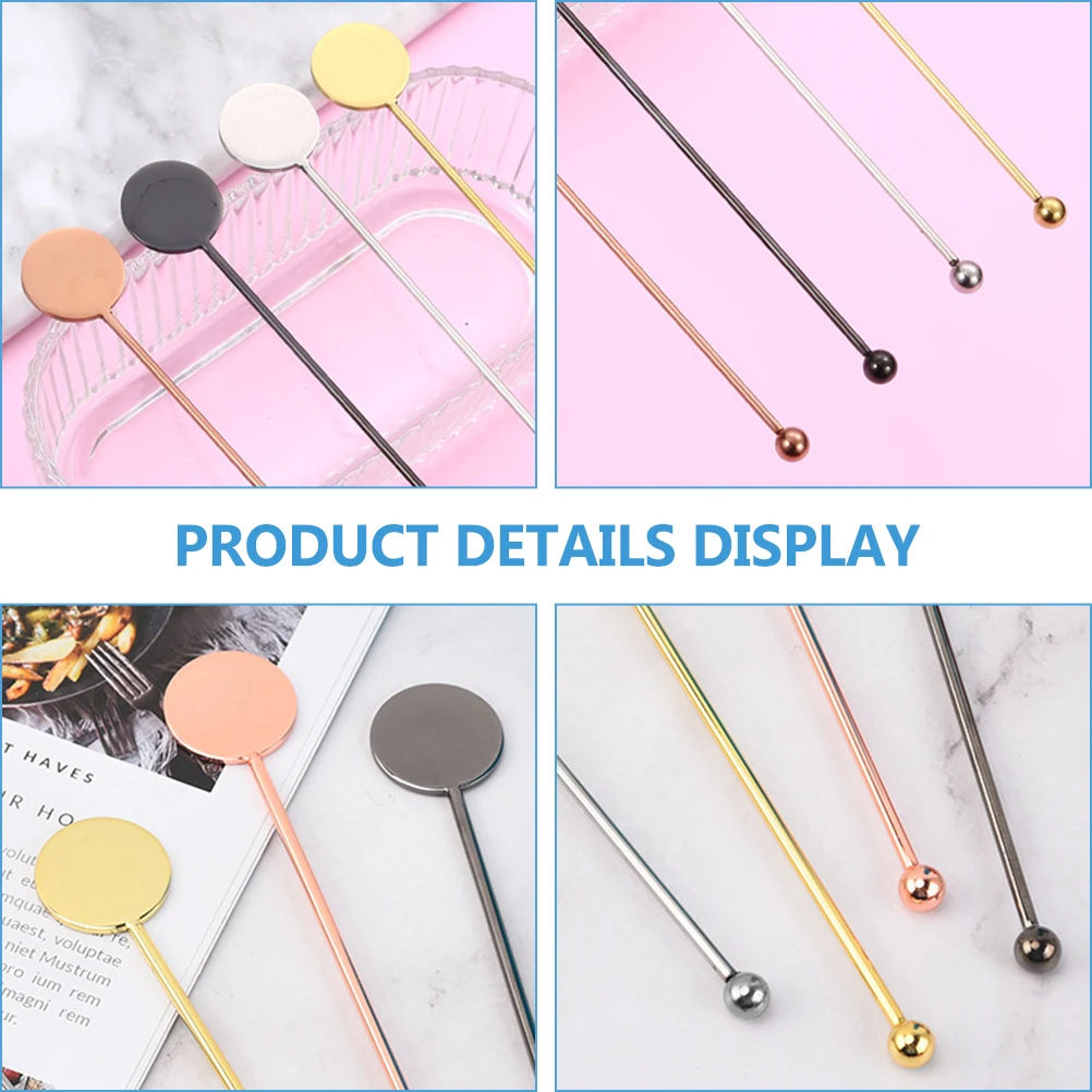 

4 Pcs Stainless Steel Swizzle Sticks Cocktail Drink Stirring Rods Reusable Coffee Stirrers for Bar Home Tea Shop