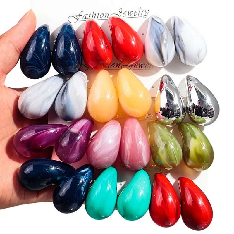 

3Pair/Set Extra Large Chunky Resin Tear Drop Earrings Dupes for Women Glossy Acrylic Waterdrop Earring Hoops Lightweight Jewelry