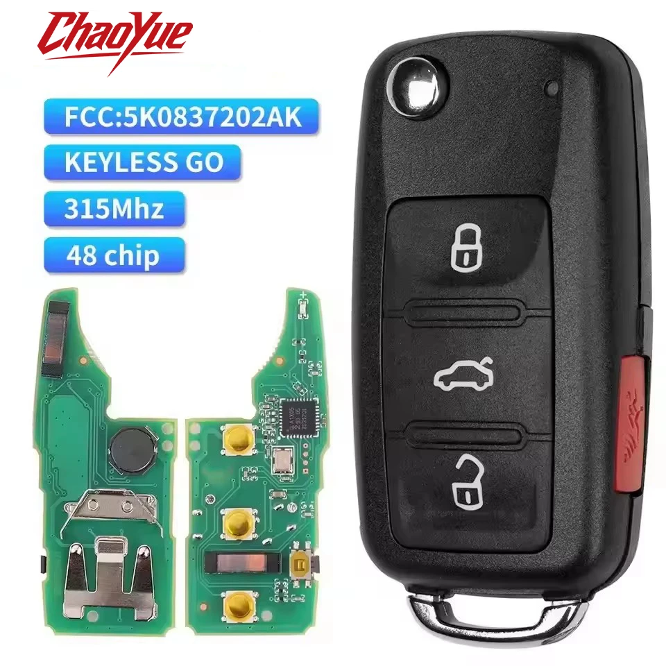 Mando a distancia KeylessGo CY 5K0837202AK/BP Fob 315MHz ID48 para Volkswagen VW Tiguan Beetle EOS GOLF JETTA PASSAT NBG010206T
