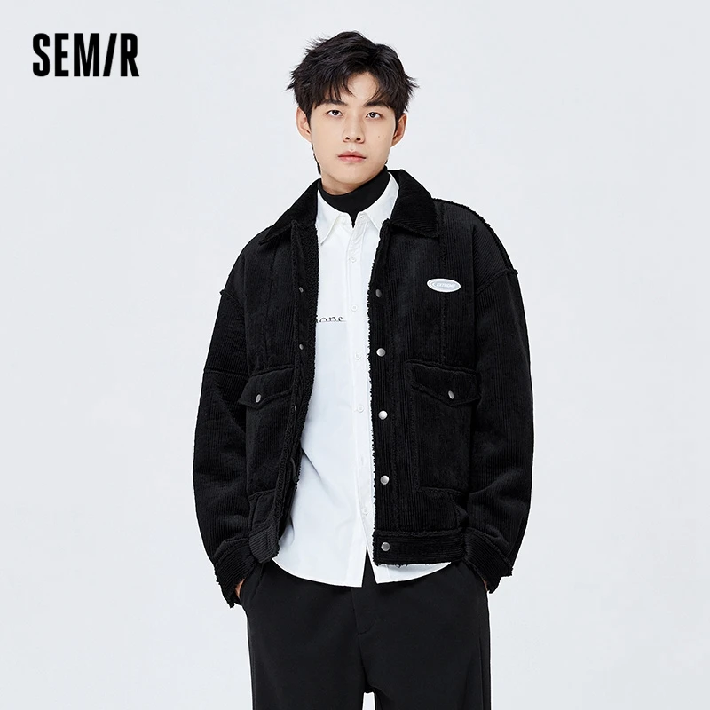 Semir Jacket Men 2023 Winter New Jacket Loose Velvet Corduroy Texture Casual Workwear Top