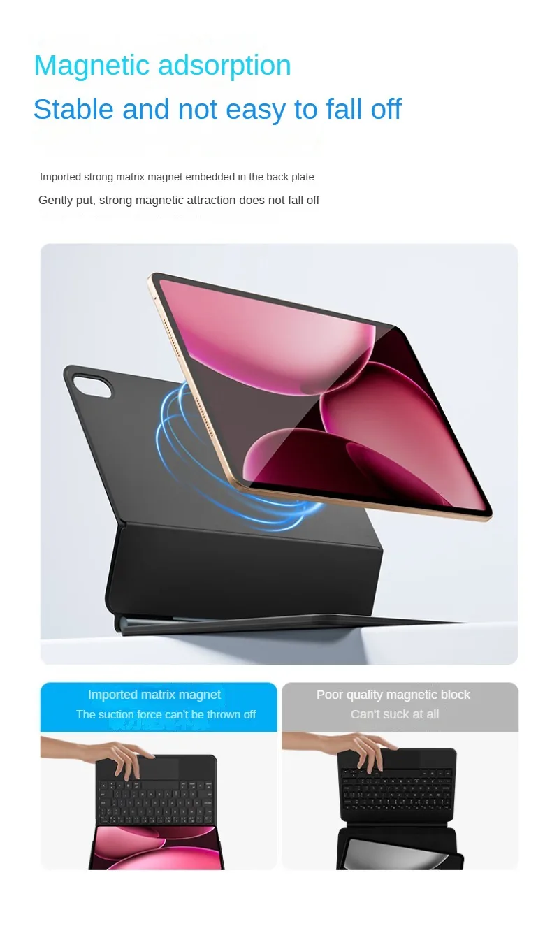 COOSTART Tastiera di controllo galleggiante adatta per tablet OPPO Pad3 Pro e OnePlus, adesione in modo sicuro, nera